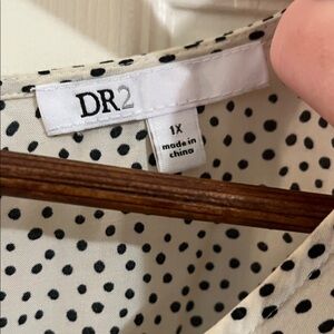 DR2 Cream Blouse with Black Polka Dots